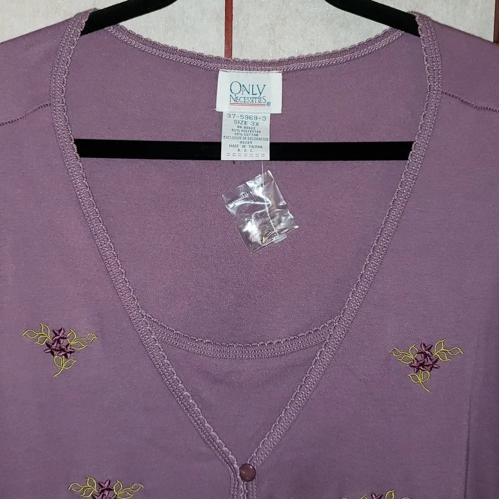 Only Necessaties Purple Embroidered Floral Sweater